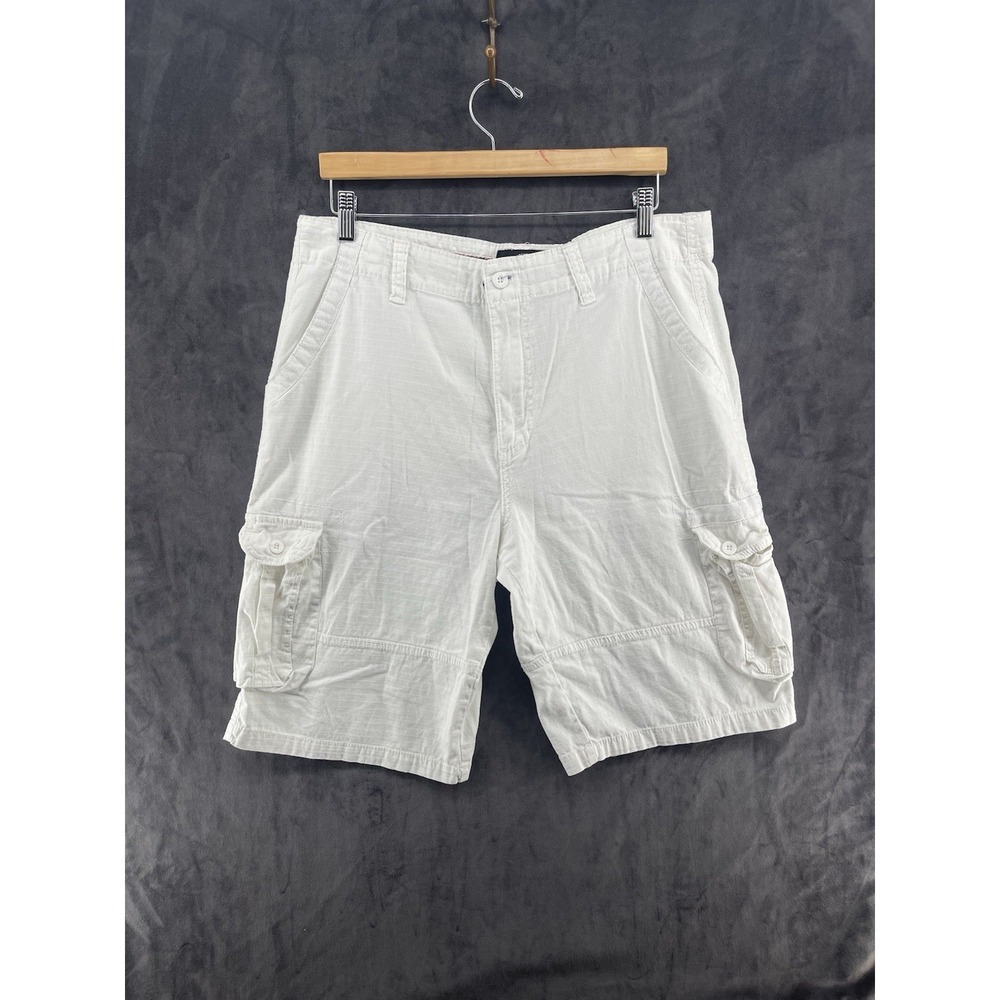 Beverly Hills Polo Club Cargo Shorts Men Size 34 White Ripstop‎ Cotton Casual